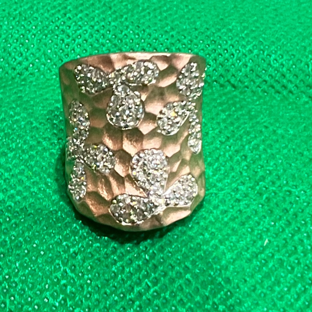 🌲🪩🎄bronze and sterling silver cz statement ring